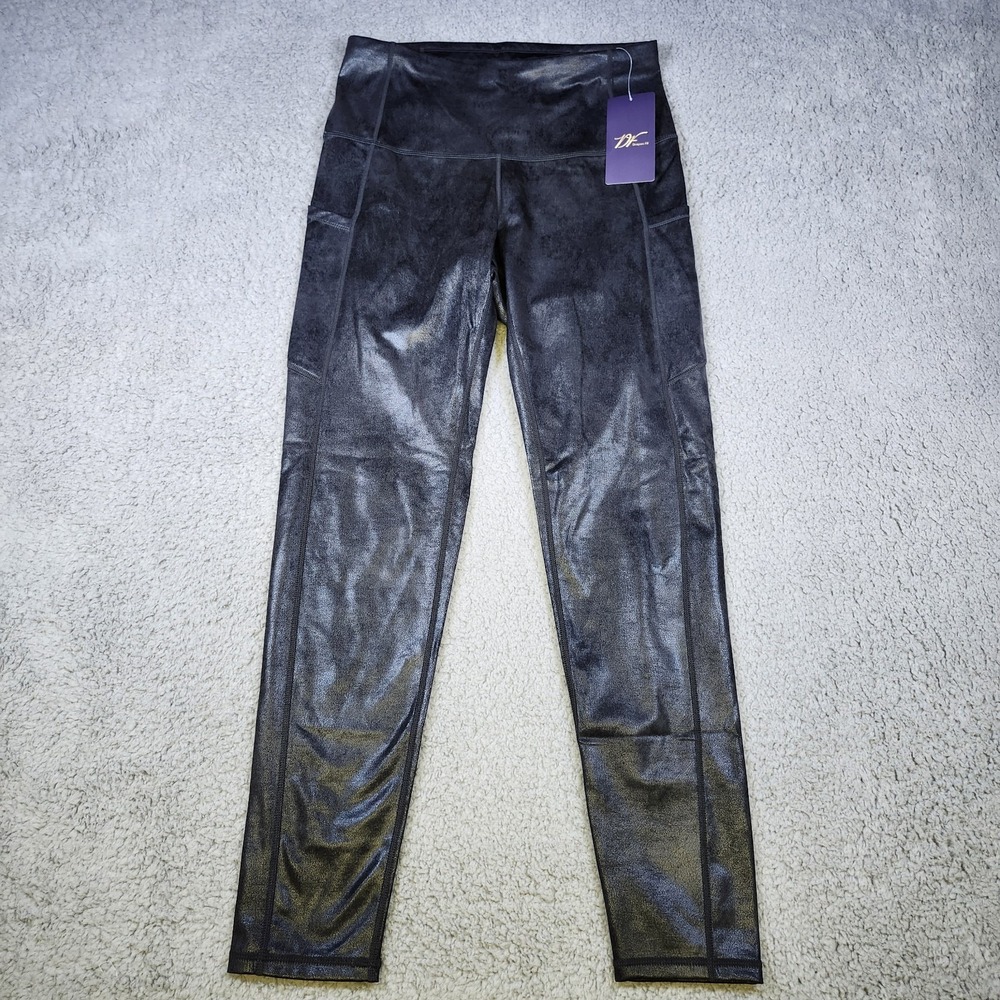 Dragon Fit Leggings Womens Medium Black Shinny Capri Crop New NWT